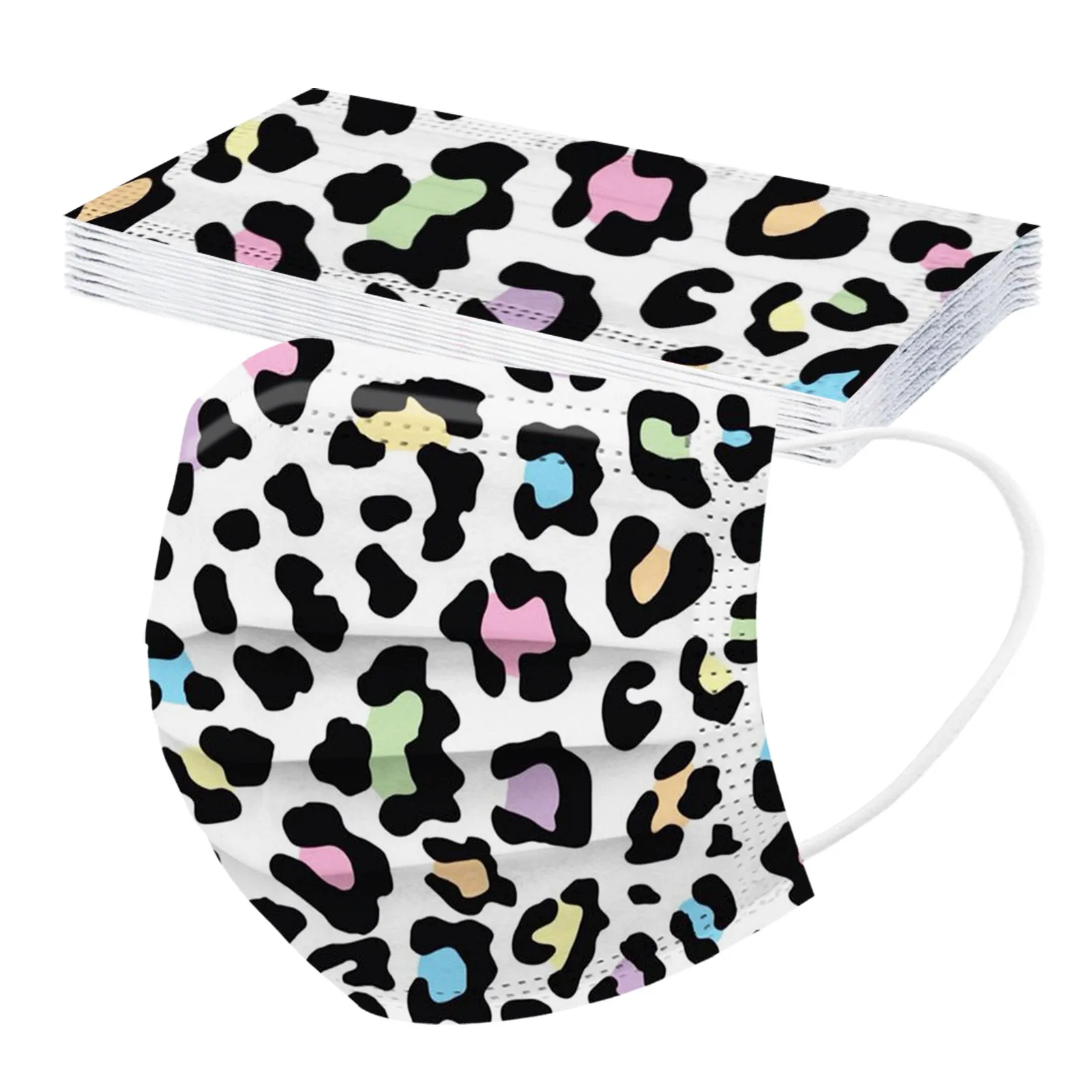 

50pcs Adult 's Mask Disposable Face Mask Leopard Print Masks 3ply Earhook Bandage Mascarilla Comfortable Masque Maschera d5