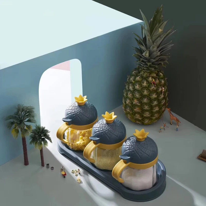 Стеклянная банка для специй в скандинавском стиле с крышкой и ложкой прозрачная