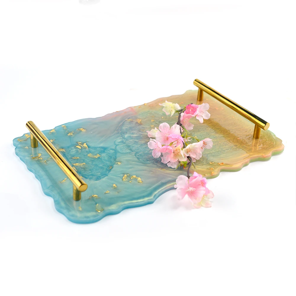 

2pcs Hot Sell DIY Tray Table Mat Coaster Resin Mold Silicone Irregular Geode Silicon Molds Home Decorative Jewelry Craft Mould