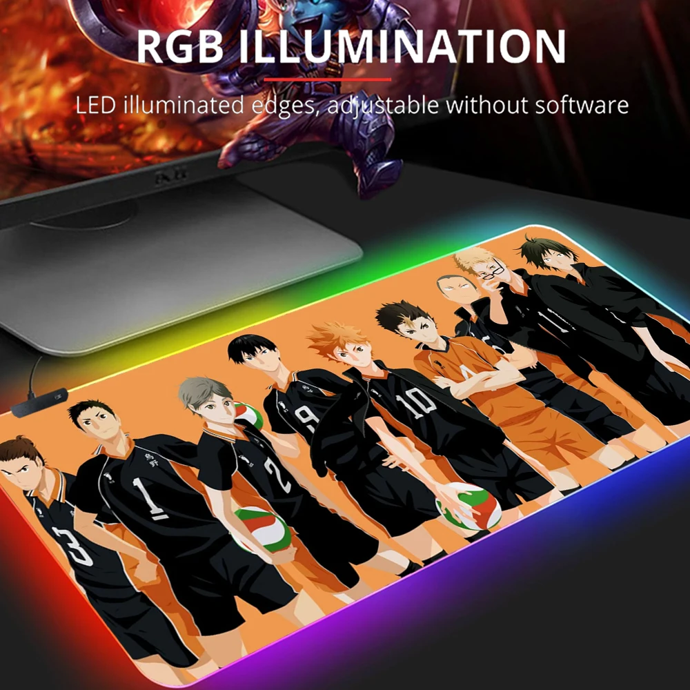 

Dropshipping Anime Haikyuu Mouse Pad PC Laptop Gamer RGB Mousepad Anime Antislip Mat Keyboard Desk Mat For OverwatchCS GO