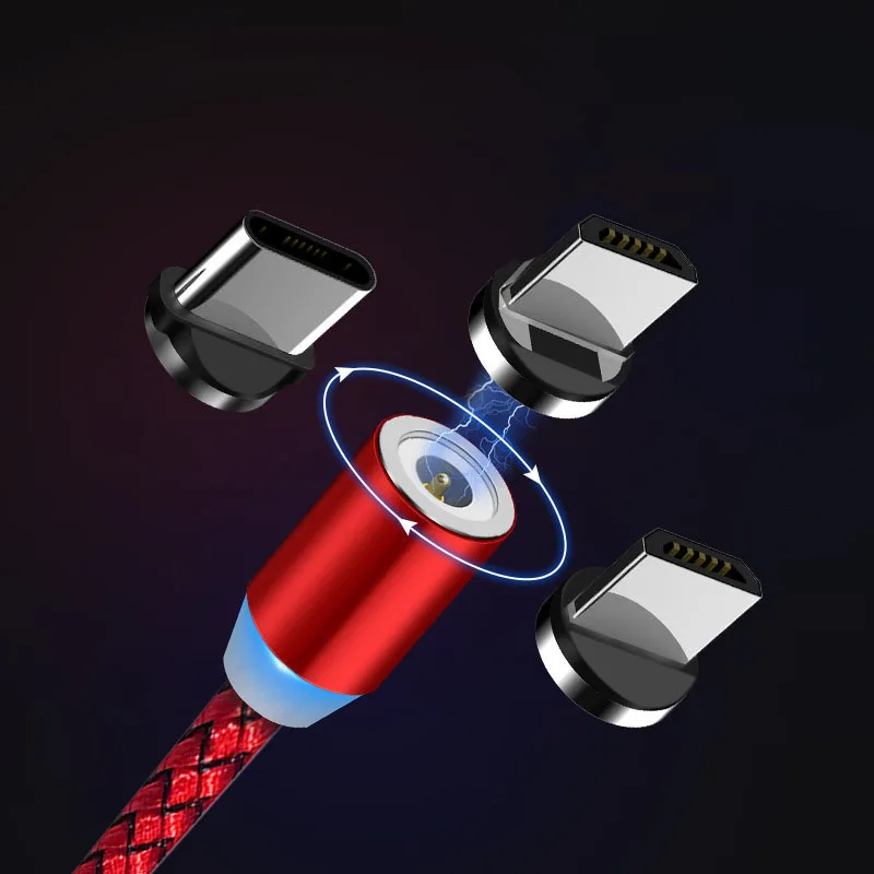 Магнитный кабель Micro Usb Type C с вращением на 360 градусов для Iphone магнитный зарядки