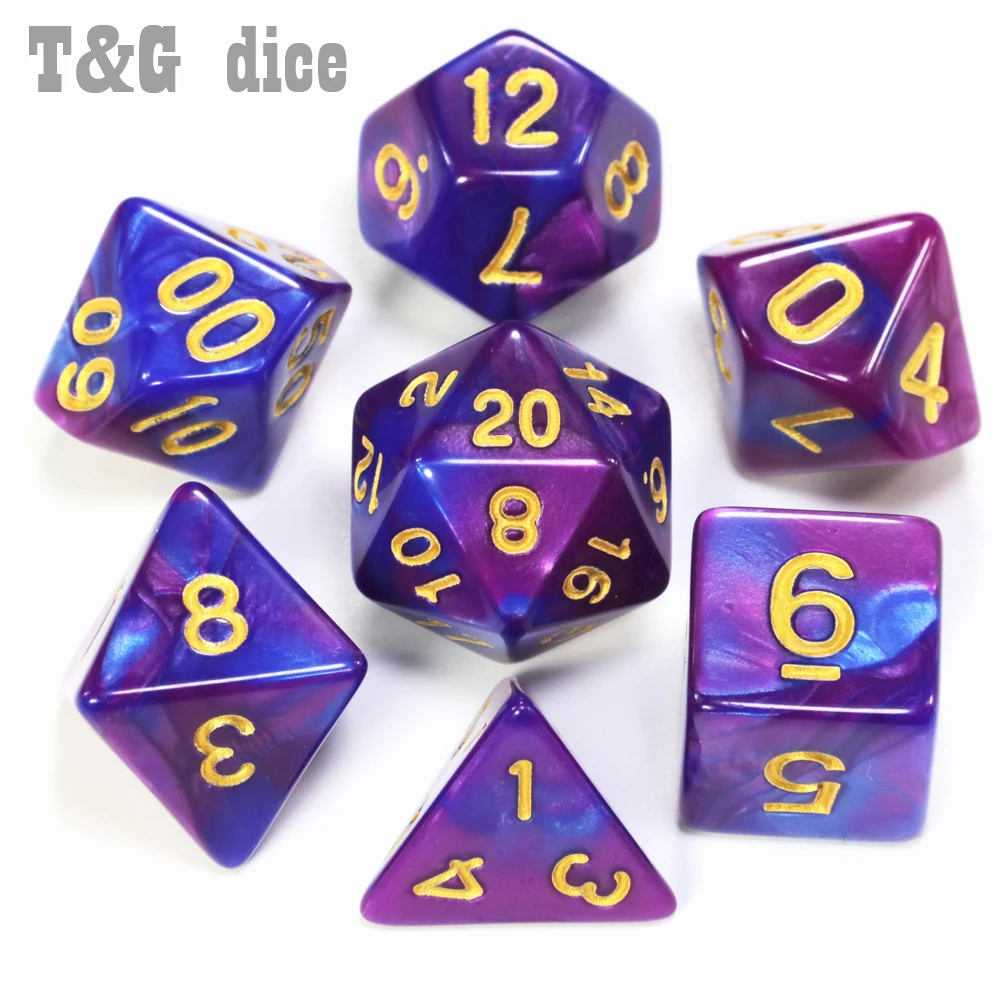 7 шт. игральные кости с сумкой красивого цвета DnD d4 d6 d8 d10 d % d12 d20 многогранная