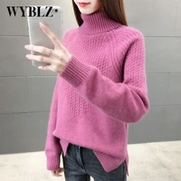 winter thicken warm pulover sweaters women temperament turtleneck knitted sweater 2021 long sleeve solid pullover tops versatile