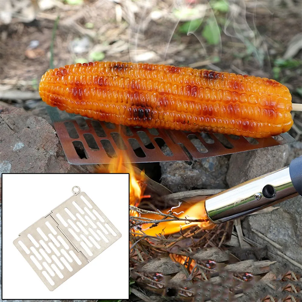 

Outdoor Folding BBQ Charcoal Grill Barbecue Board Stainless Steel BBQ Bracket Portable Camping Fishing BBQ Nonstick Rack Board