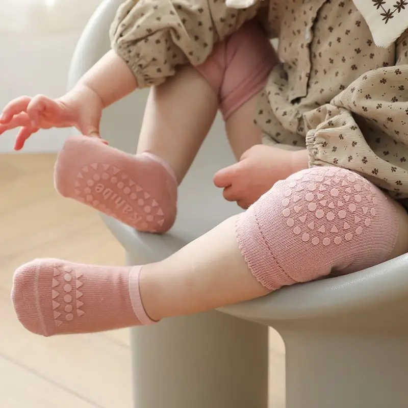 

Baby Socks Newborn Thicken Comfort Cotton Baby Floor Socks Anti Slip Knee Pad Sock Set Solid color Boys Girls for 0-3 Years
