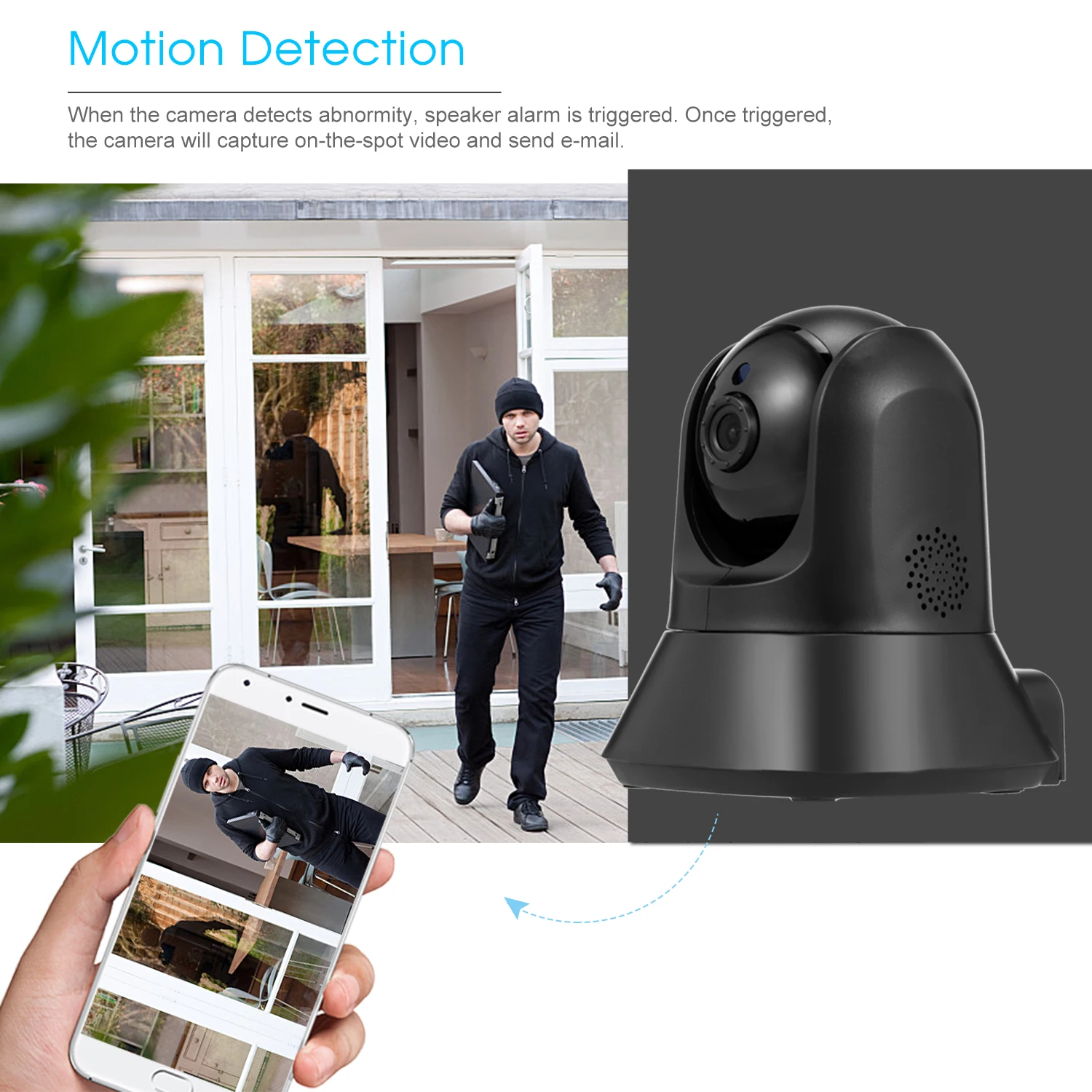 

2MP 1080P Portable HD Baby Monitor Mini IP Camera WiFi Security Surveillance Camera Nanny Elder Pet Pan/Tilt P2P Auto Tracking
