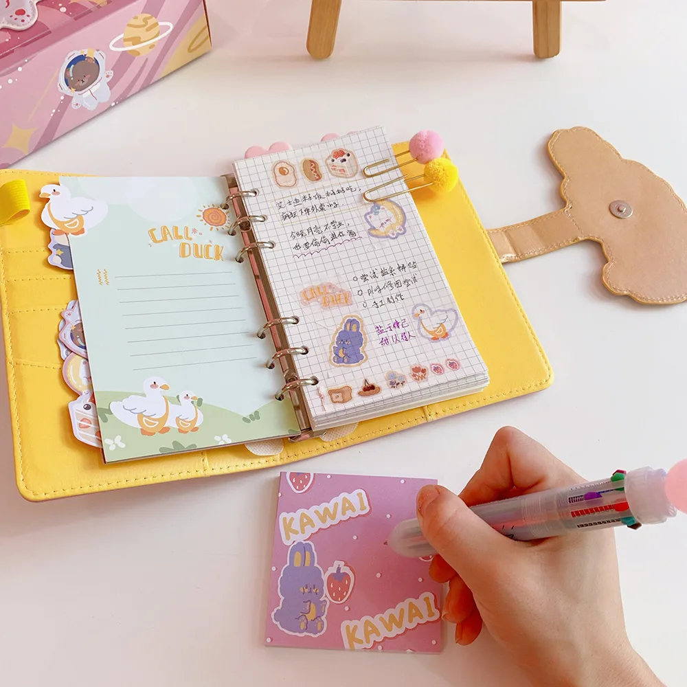 2021 Cute Cartoon Spiral Binder Notebook A6 Loose Leaf Kawaii Diary School Student Journal Stationery Set Gift | Канцтовары для