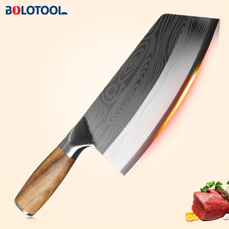 Нож-Кливер из дамасской стали 8 дюймов 40Cr1 3 | Дом и сад