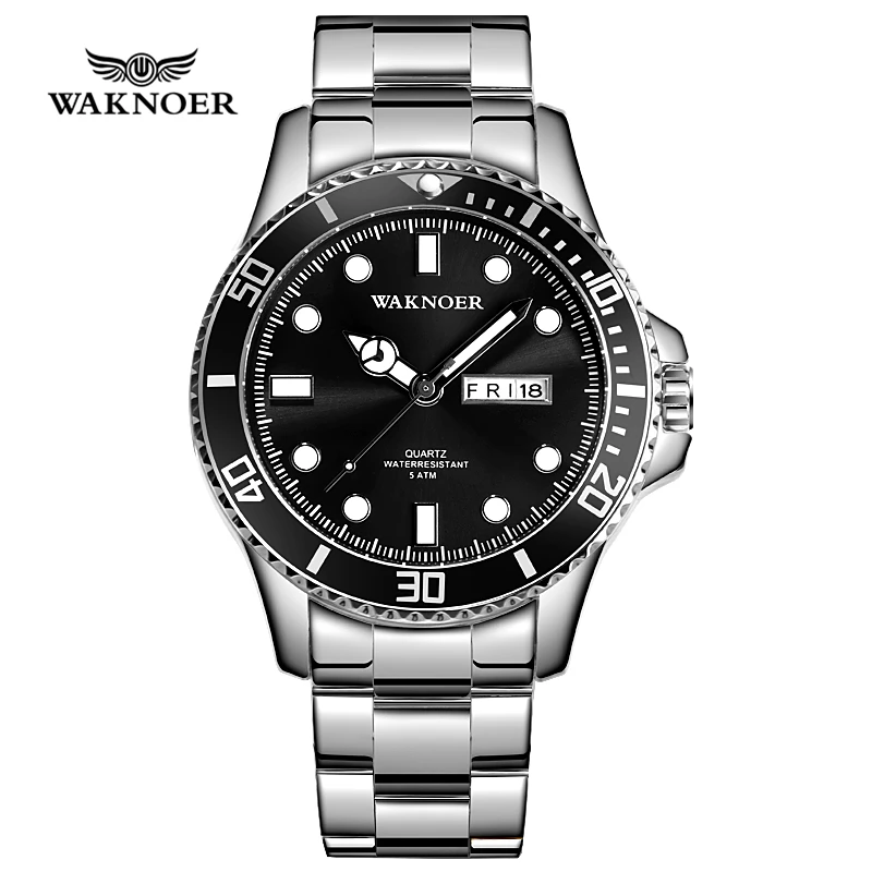 Спортивные мужские часы WAKNOER классический дизайн водонепроницаемость 5 АТМ
