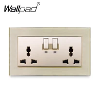 universal switched socket wallpad gold crystal glass panel 110v 250v 14686mm 13a uk standard power outlet