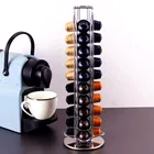 Башенная подставка для раздачи капсул кофе черногосеребристого цвета, подходит для 40 капсул Nespresso капсулы для хранения, кухонные полки опционально переводятся