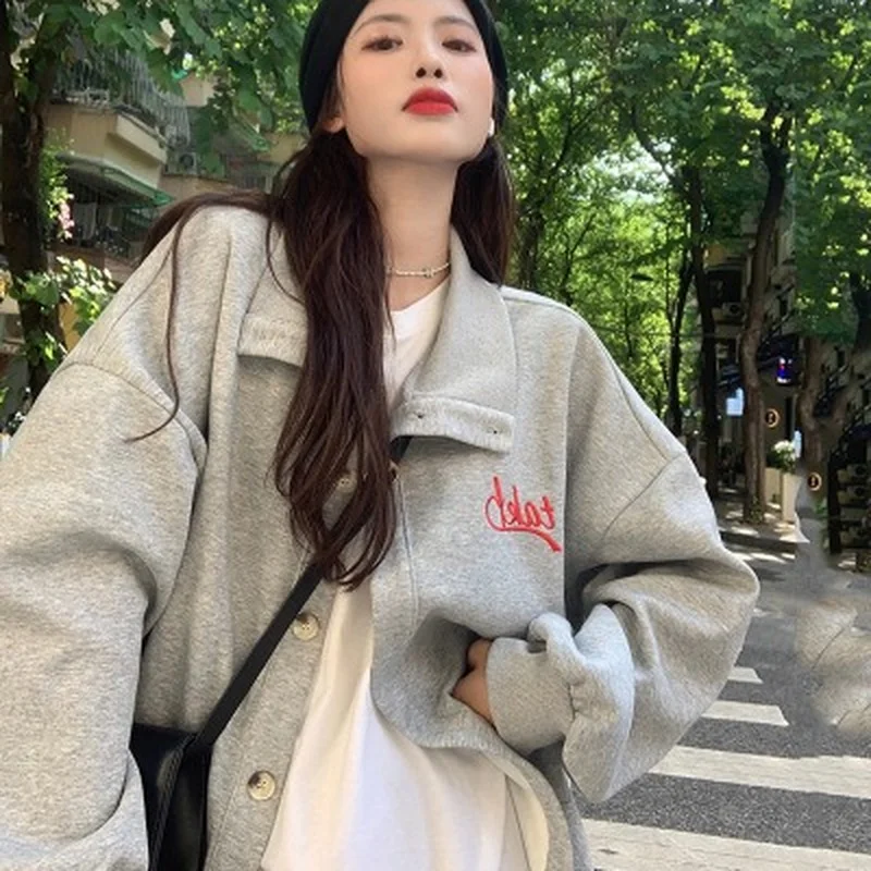 

2021 Early Autumn New Fashion Street Style Korean Casual Long Coats for Lady Button Up Collar Single Breasted Loose Jackets
