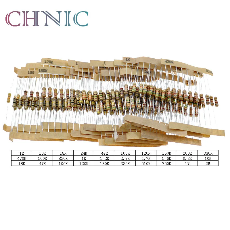 

100PCS 1/2w 0.5W 5% Carbon Film Resistor 1R~1M 2.2R 10R 22R 47R 51R 100R 150R 470R 1K 4.7K 10K 47K 1 2.2 10 22 47 51 100 150 ohm