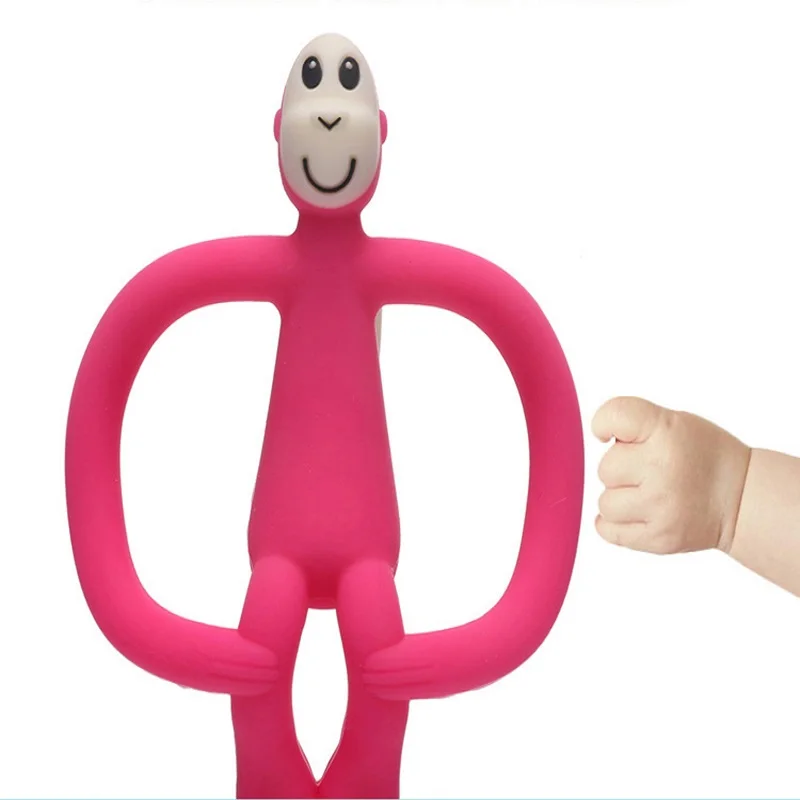 

High Quality Silicone Cartoon Monkey Toddler Molar Teeth Pain Tool Kids Teether Teething Baby Shower Gift for Baby 24-48 Months