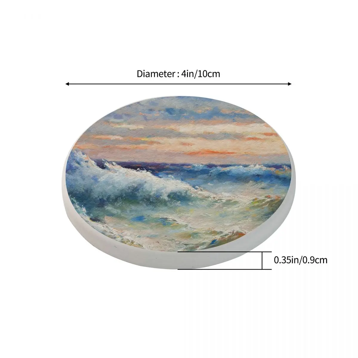 Подставка под чашку масляная живопись показывающая огромные морские волны во