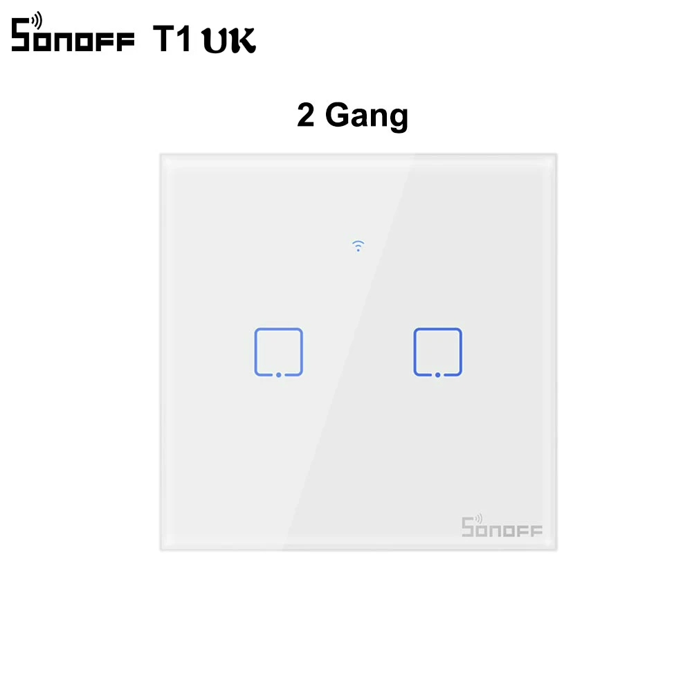 Sonoff T1 UK 2 Gang SONOFF T1 T2 T3 TX пульт дистанционного управления RF/Voice/APP/Touch control EU/US/UK Wifi умная потолочная лампа с ИК датчиком-выключателем сенсорный экран с Google Home Alexa - Цвет: Sonoff T1 UK 2 Gang