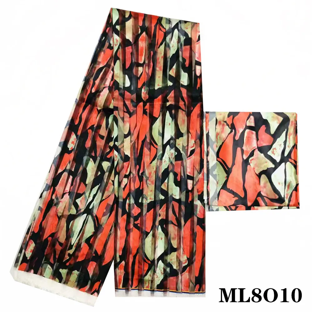 

LIULANZHI African Printed Fabric Organza Fabric 2yards and 4yards African Satin Fabric for Dress 6yards/lot ML8O01-ML8O14