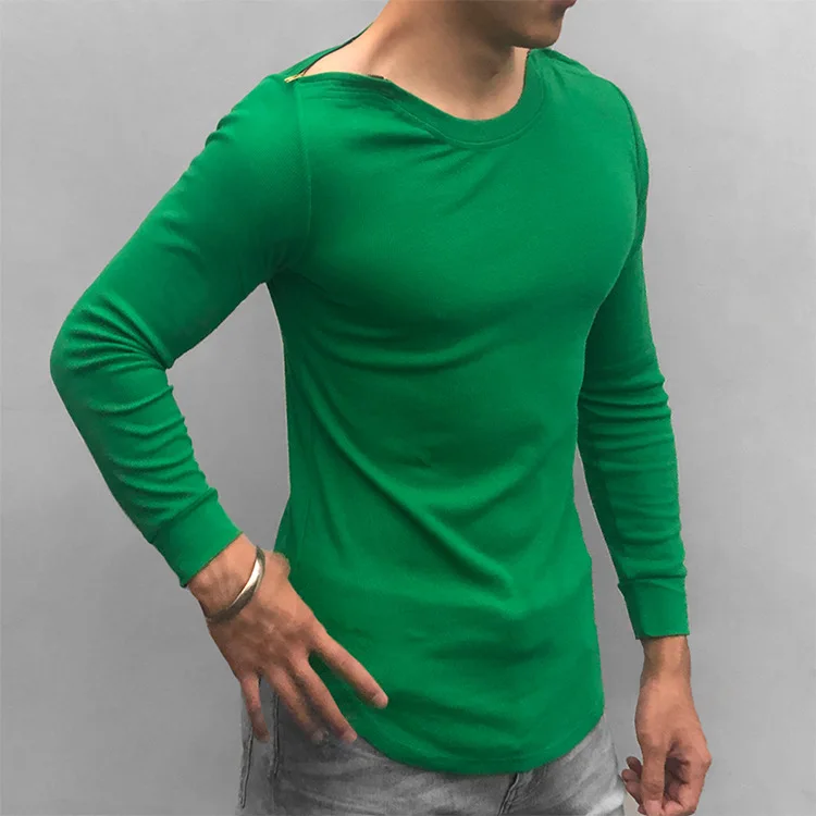 

2021 Spring New Long-Sleeved T-Shirt Men's Korean Version Of The Trend Solid Color Round Neck Pullover Bottoming Shirt
