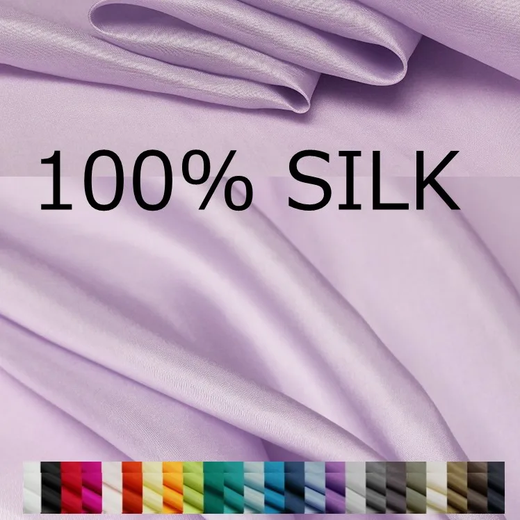 

1 Meter 100% Mulberry Silk 8mm habotai Silk Fabric solid colors 114cm 44" wide By the Yard