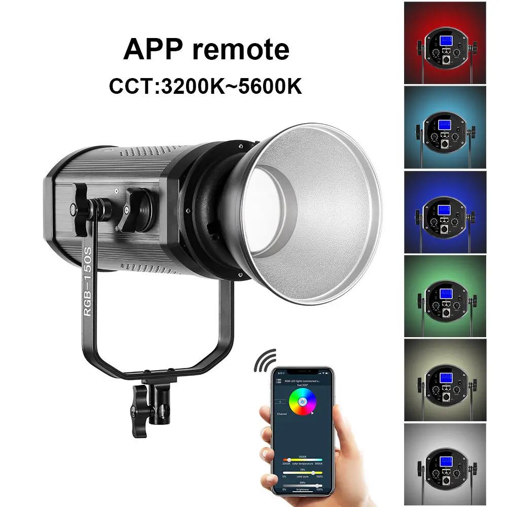 

GVM 150S RGB Video Studio Photographic Spot Lighting Daylight 5600K LED 150W with Lamp Chimney Dimmable LCD Display APP Remote