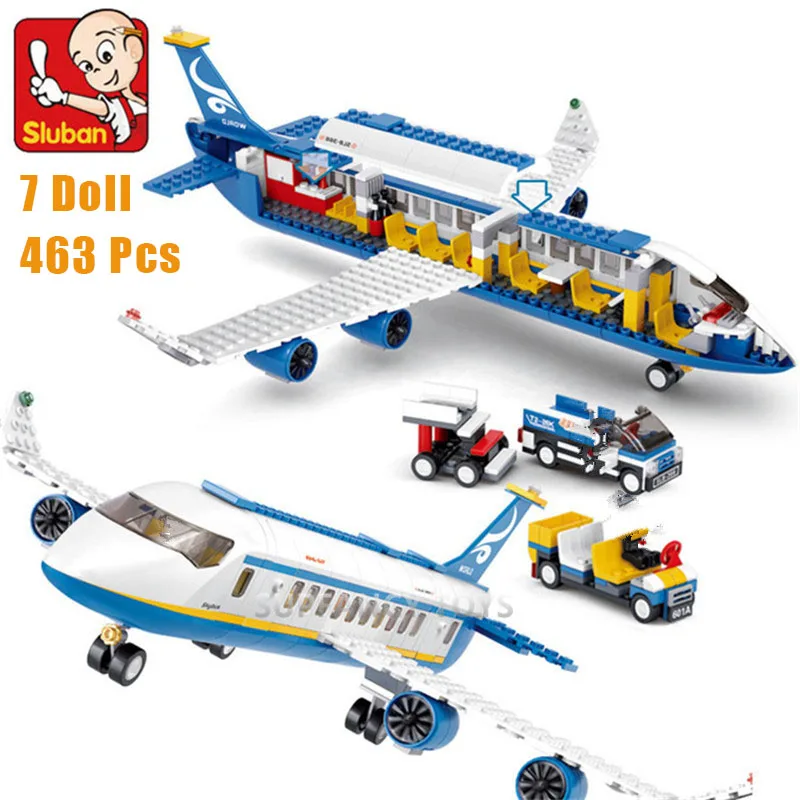 

City Series Aviation Airport Modern Plane Bus Aircraft Building Blocks Airplane Bricks 3D Model DIY Toys For Children Kids Gifts