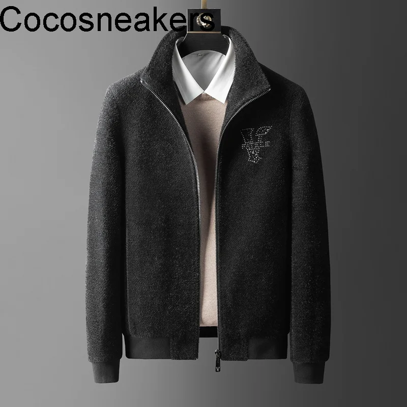 

Зимнее мужское утепленное хлопковое пальто для джентльмена, Мужская модная простая приталенная плюшевая куртка без утюга с воротником-сто...