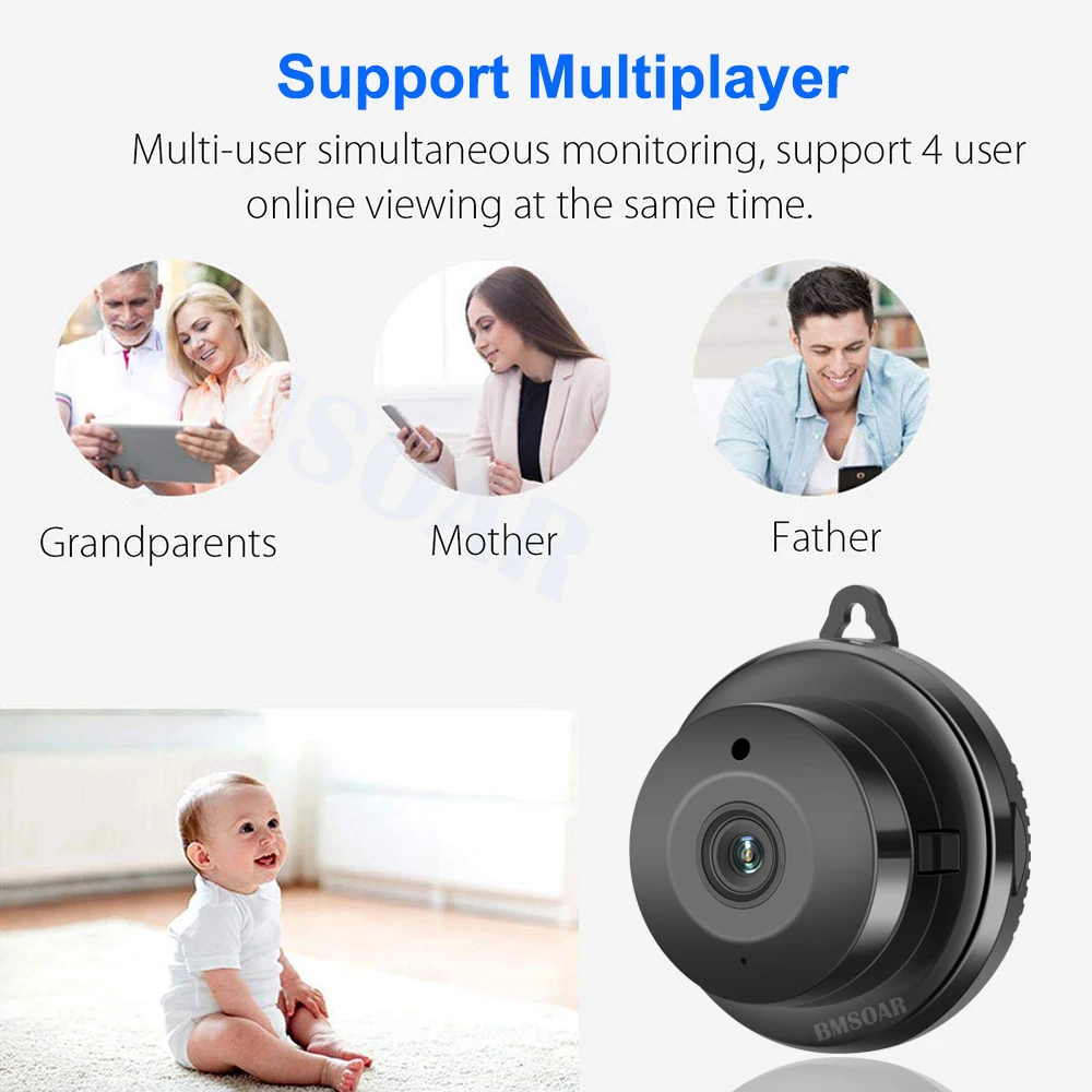 Беспроводная мини Wi-Fi ip-камера с разрешением 720 P, облачное хранилище, инфракрасное ночное видение, умный дом, безопасность, детский монитор, обнаружение движения, sd-карта