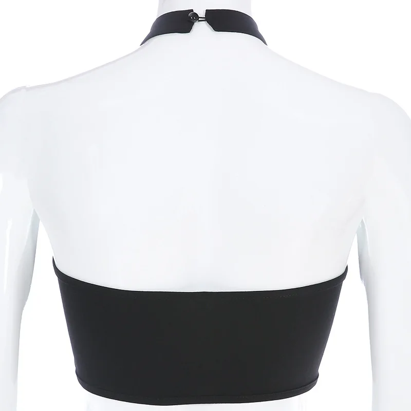 NCLAGEN Grid Hollow Out Halter Sexy Crop Top Women Gothic Punk Style Tank Black Streetwear Bodycon Summer Backless Outfit | Женская