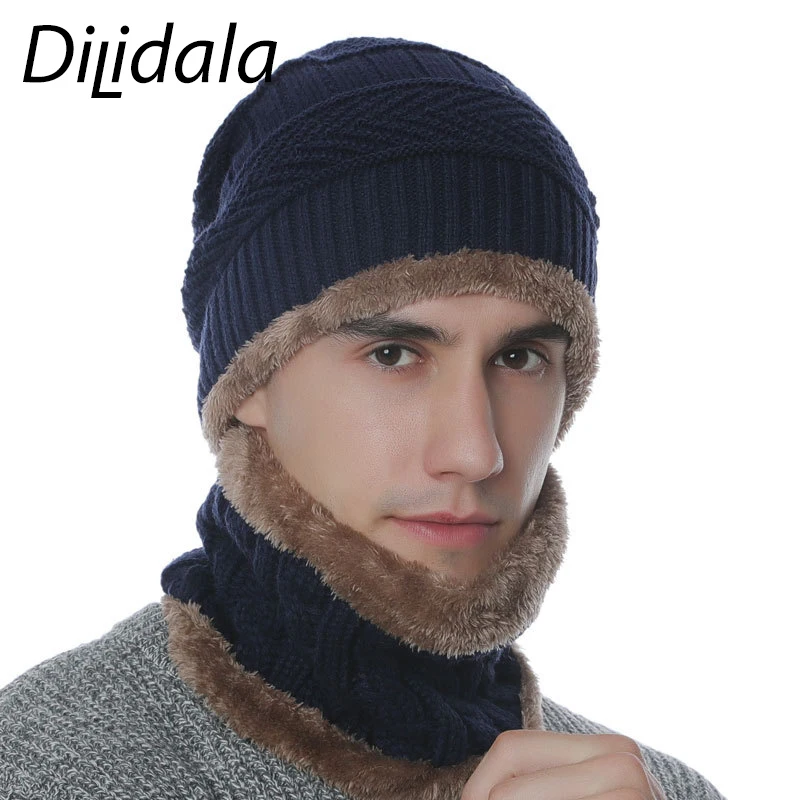 Dilidala осенняя и зимняя вязаная шерстяная шапка для унисекс плюс бархатная