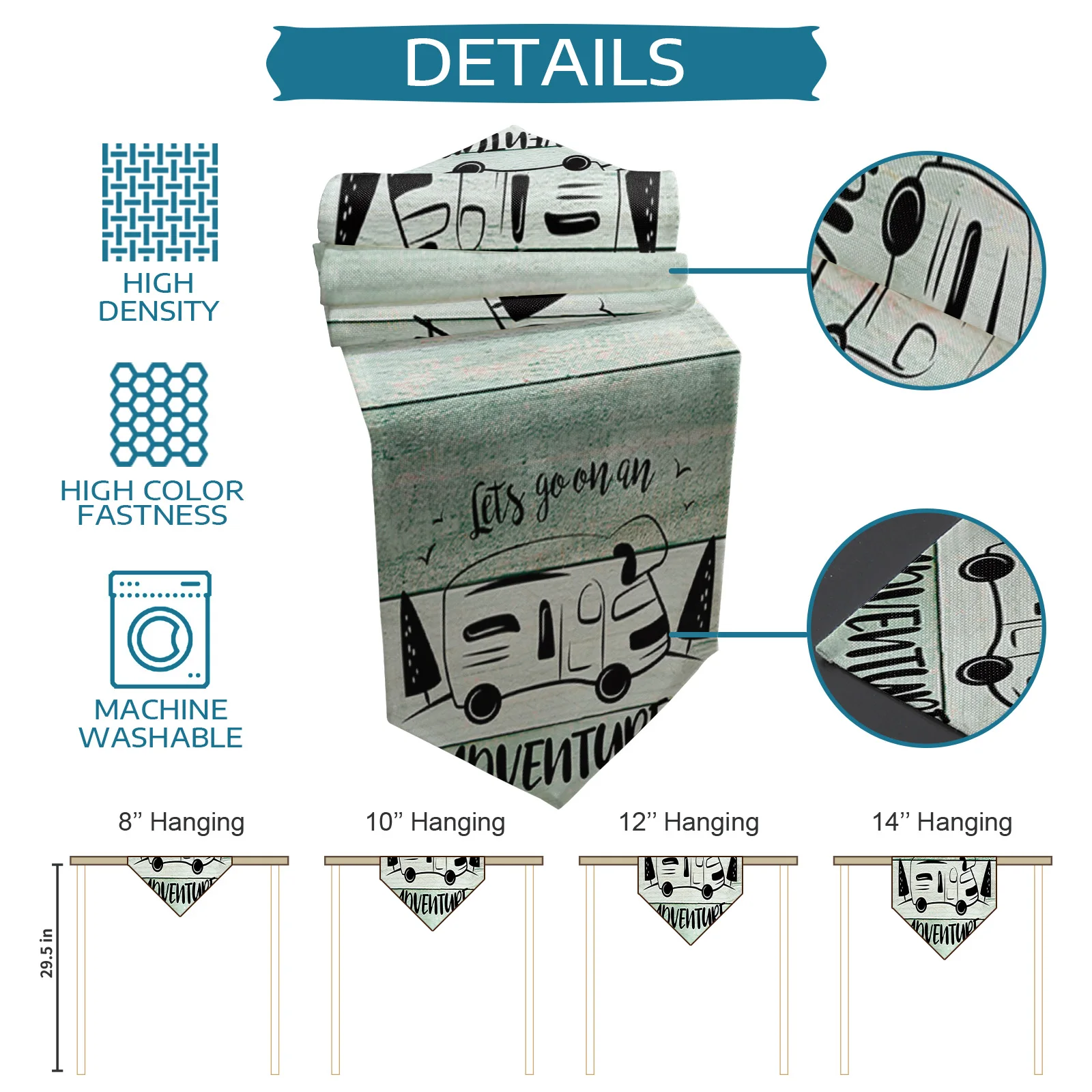 Настольная дорожка и подстилка в стиле ретро с зеленой текстурой древесины для