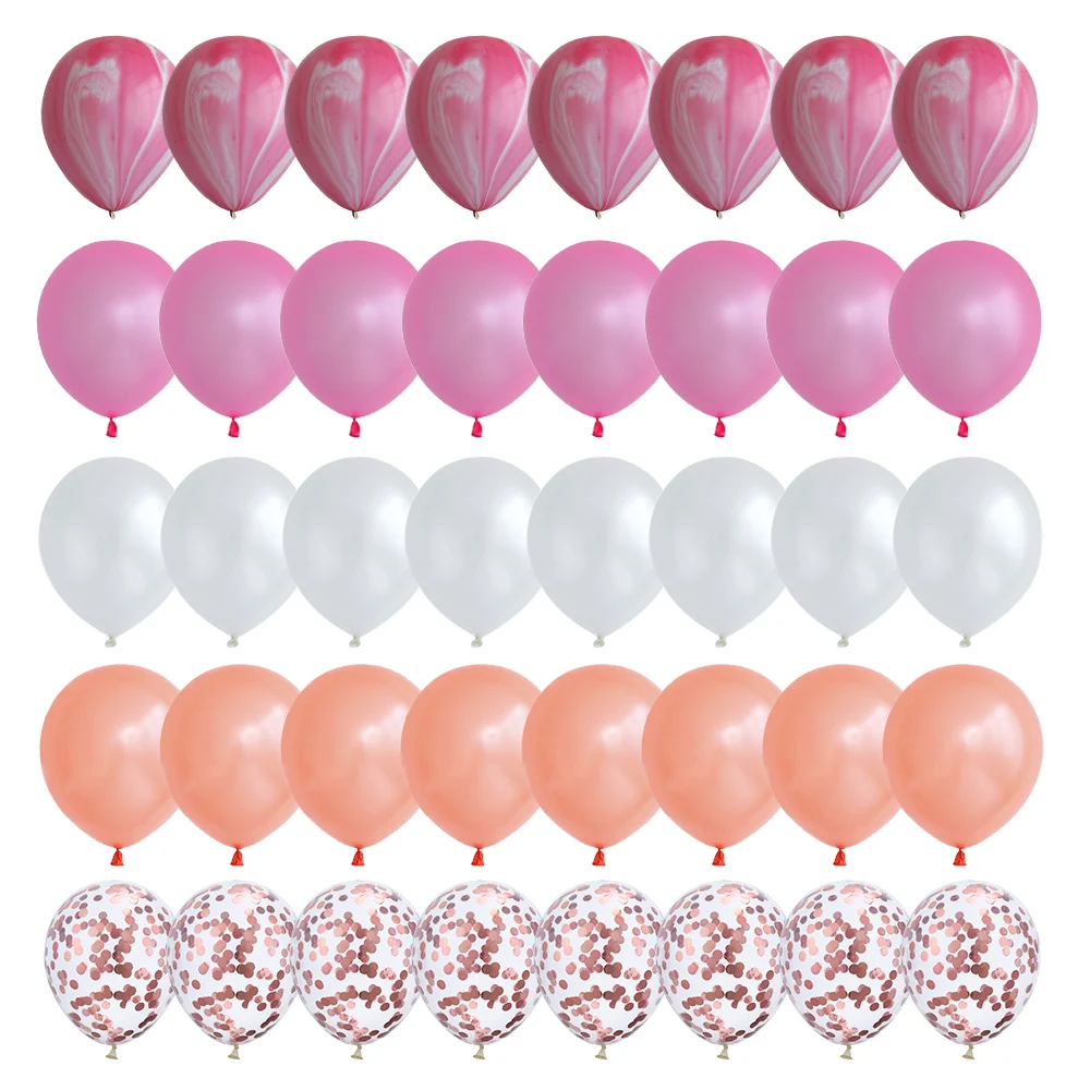 

40pcs rose gold latex Balloons pink Agate Marble Balloons Confetti globos Wedding Baby Shower Graduation Birthday Party Decor