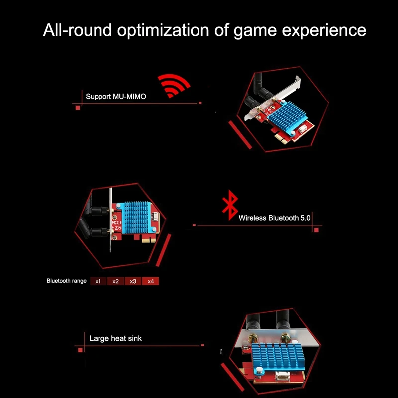 

PCI Express WiFi Card Gigabit for AX200 Dual Band 2.4G/5Ghz Bluetooth 5.0 Wireless Adapter