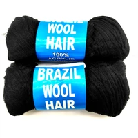 5pcs brazilian wool hair african yarn braiding wholesale low temprature retardnt synthetic fiber desire for hair free shipping