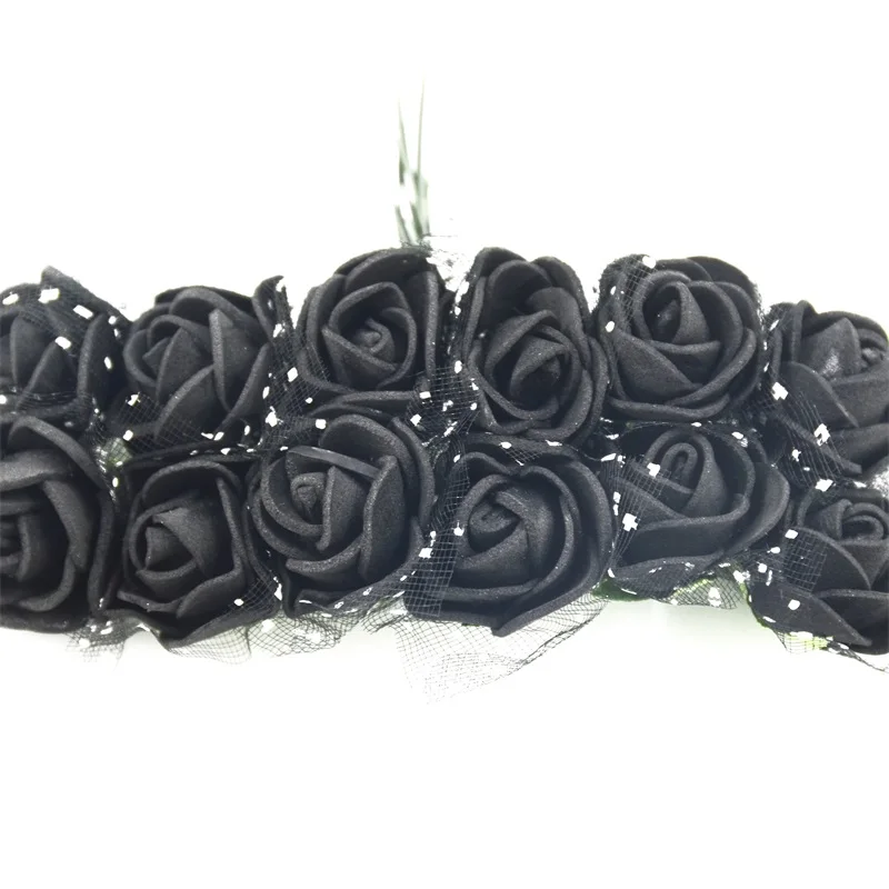 black 144 шт мини-букет из искусственных пузырей с розами, разноцветный Свадебный домашний декор, скрапбукинг, искусственные цветы, аксессуары для венков - Цвет: black