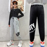 spring sweatpants girls letter sport pants spring autumn outer wear 2021 new fashion casual trousers for children