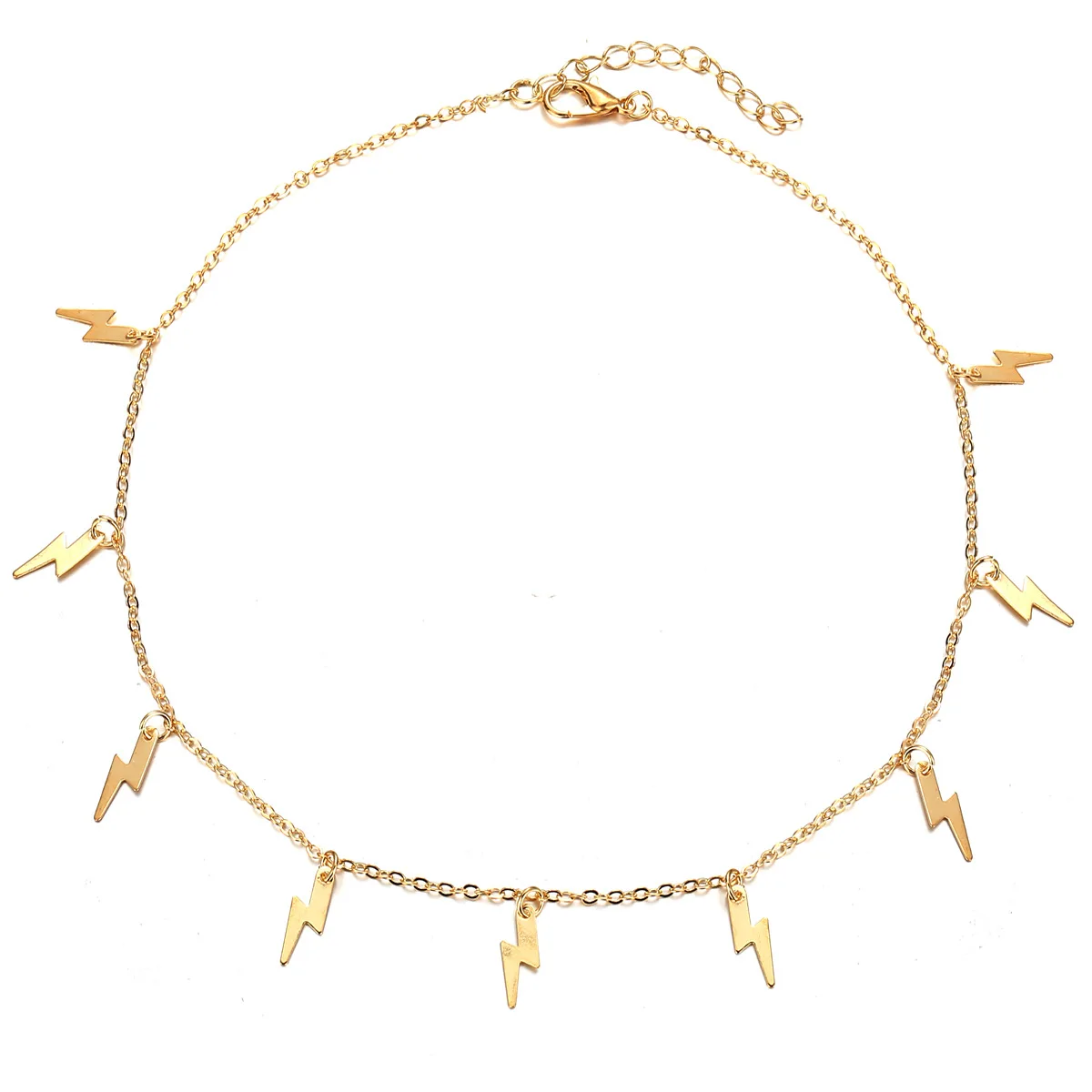 

Gold Chain Lightning Pendant Choker Necklace Women Statement Collares Bohemian Beach Jewelry Gift Collier Cheap
