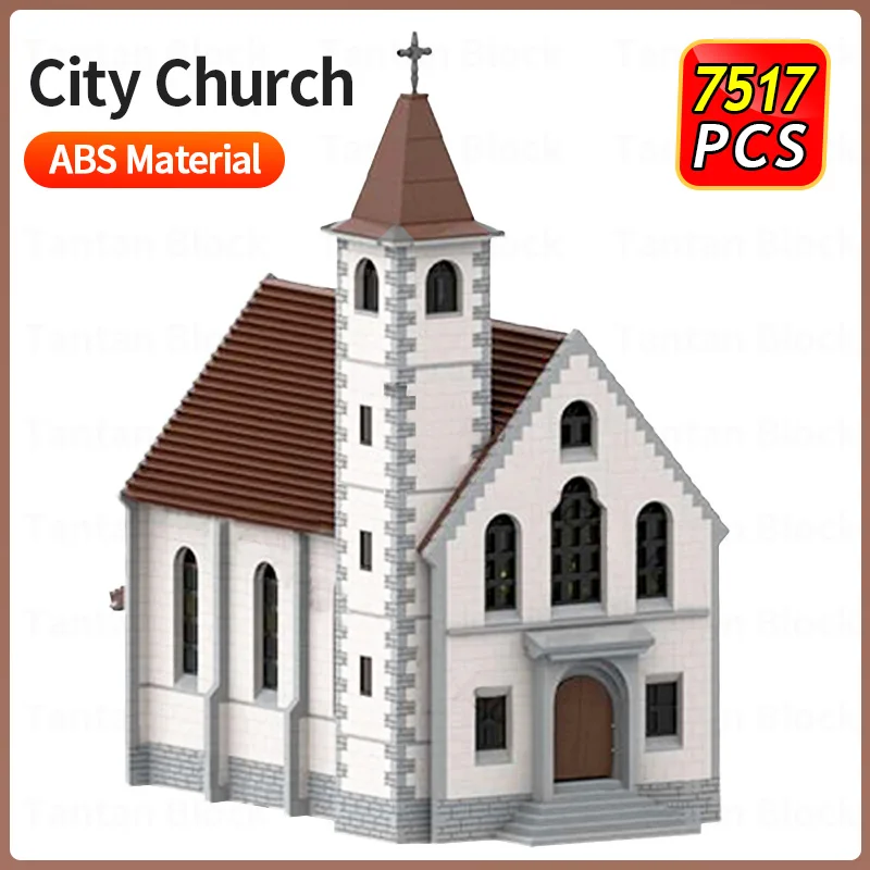 

Модульная архитектура MOC, модель церкви, строительные блоки, «сделай сам», серия городских пейзажей, Детская сборка, игрушки, подарок на Рожд...