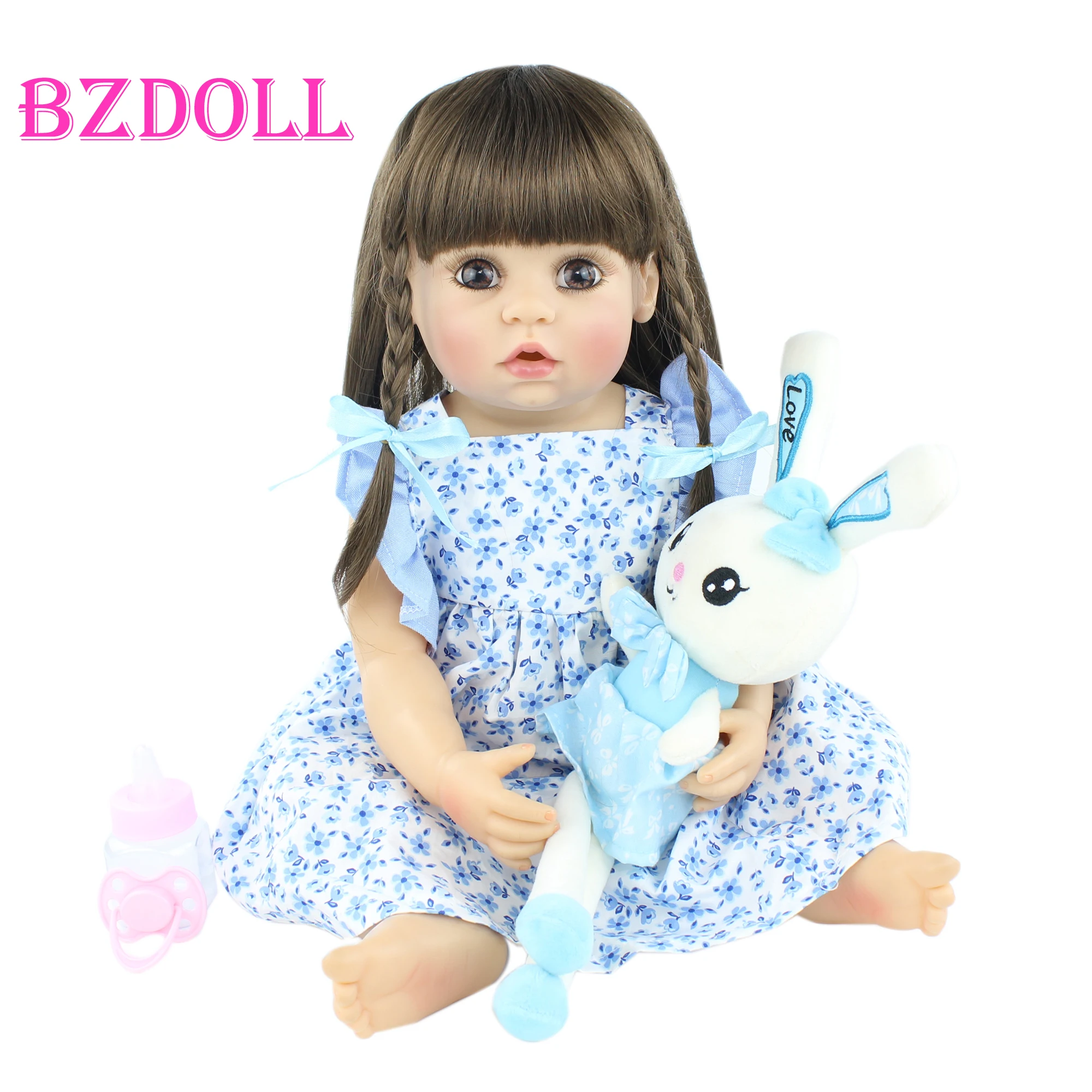 

55 см Силиконовая Реалистичная кукла для девочек Виниловый фон для принцессы в стиле Рапунцель для младенцев Boneca ребенка, игрушки в подарок ...