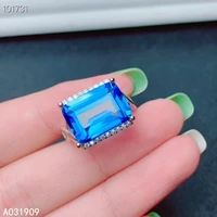 kjjeaxcmy boutique jewelry 925 sterling silver inlaid natural blue topaz ring female male support detection popular