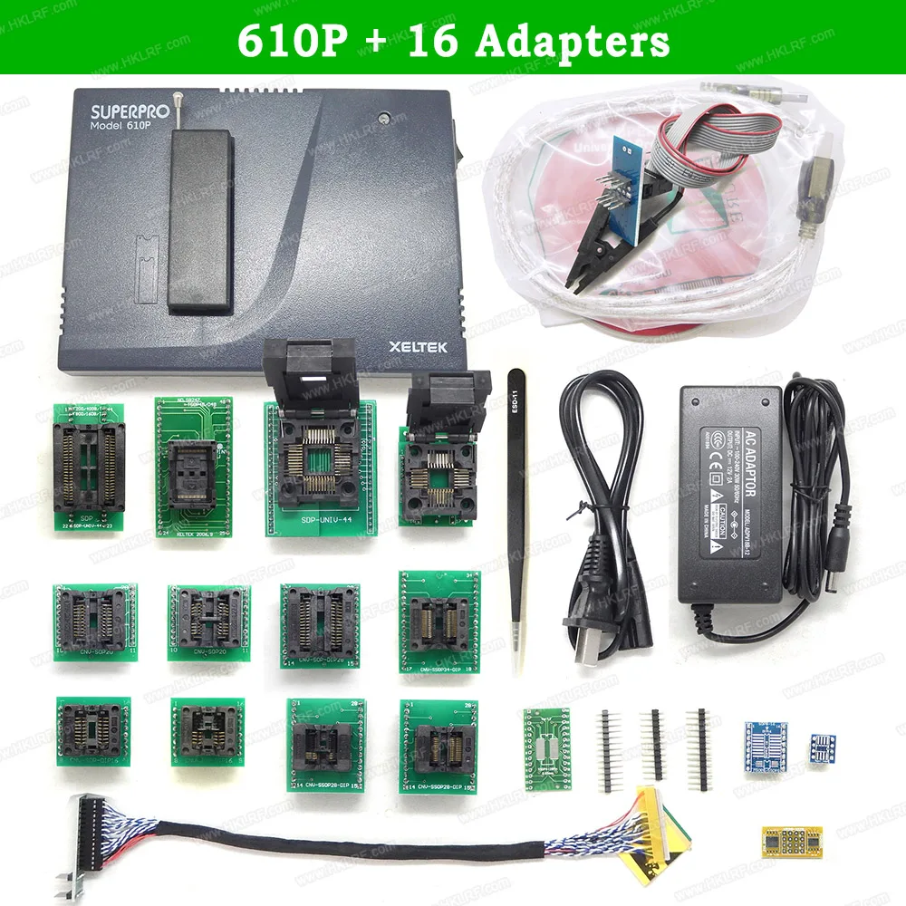

Универсальный программатор XELTEK SuperPro 610P с 48 универсальными пин-драйверами + 16 адаптерами и кодом EDID