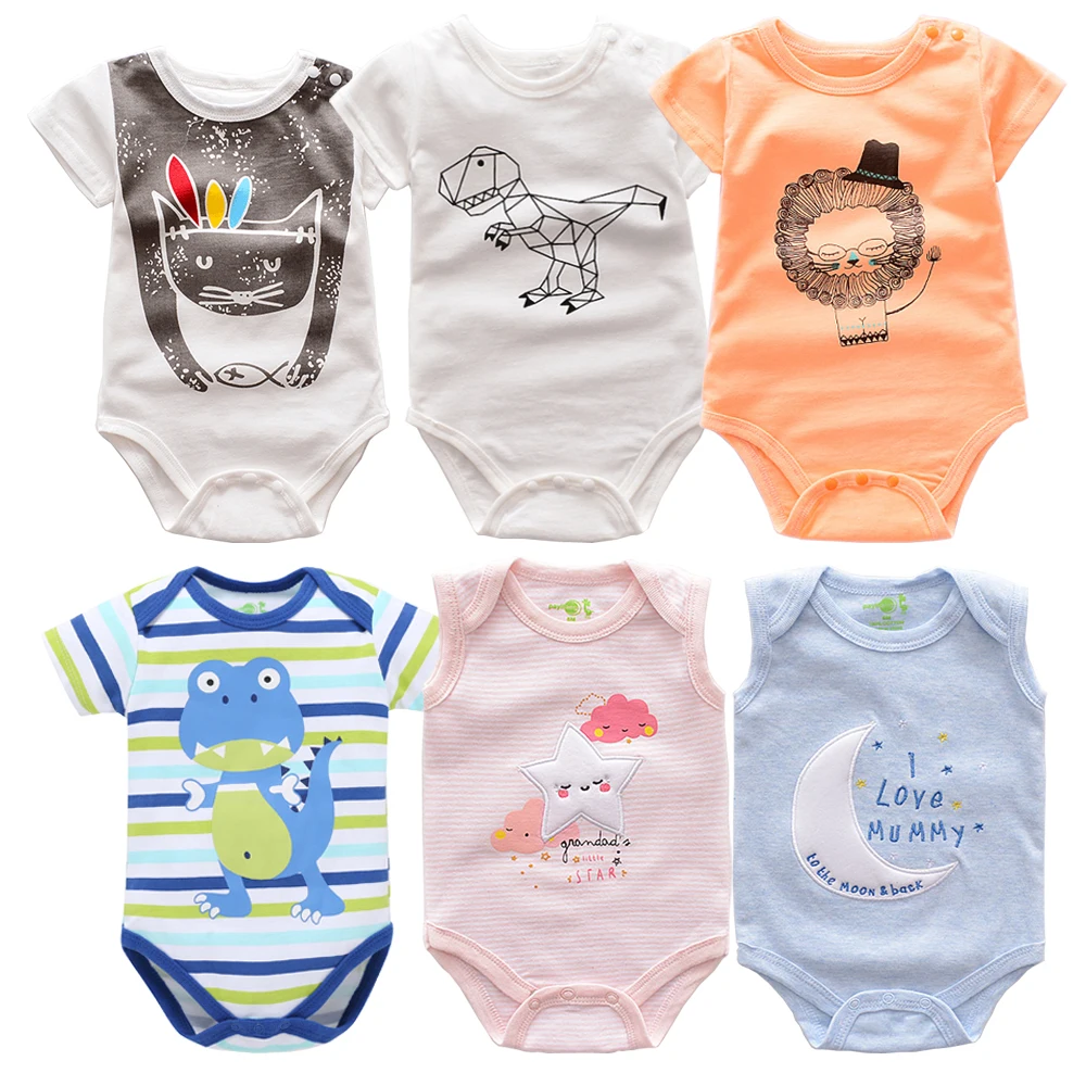 Новинка Детский комбинезон с коротким рукавом из хлопка принтом в виде кроликов