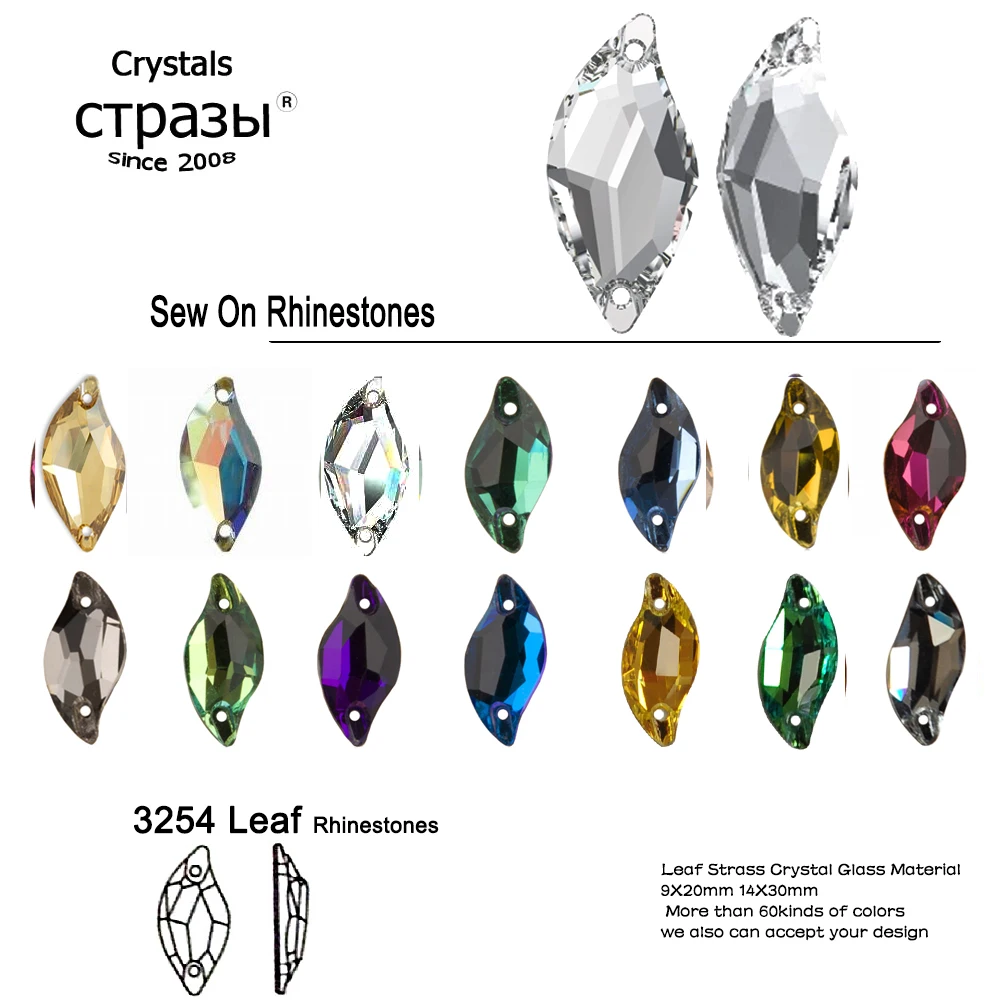 

CTPA3bI 3254 Leaf All Color Crystal Sew On Stones Glass Flatback Rhinestones Sewing Rhinestone Stones For Clothes Accessories