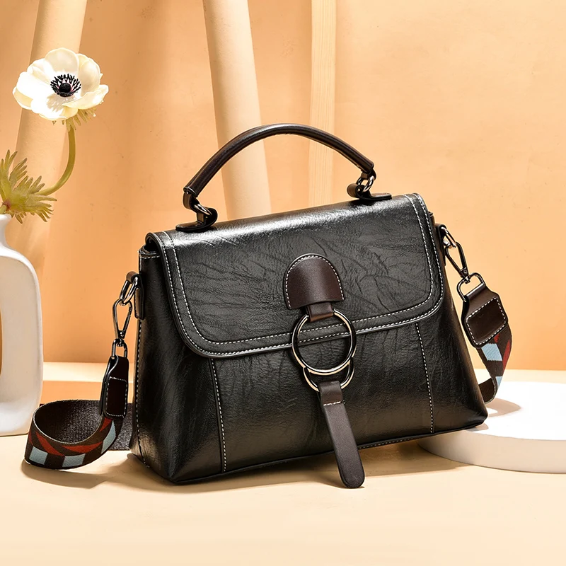 

High Quality Wide Strap 2020 PU Leather Female Handbags Fashion Brand Designer Shoulder Crossbody Lady's Bag Women's Handbag