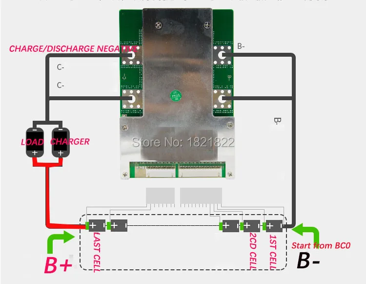 Защитная плата BMS 16S 80A/100A/ 120A Li-Ion PCM для аккумуляторных батарей электрического
