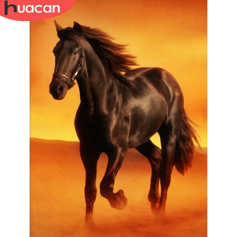 

Алмазная живопись HUACAN, вышивка лошадь, полная квадратная/круглая искусственная вышивка крестиком, Настенный декор