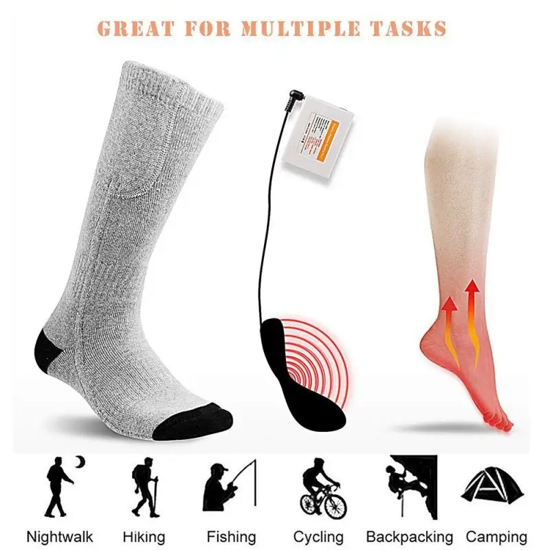 

Winter New Battery Heated Long Socks 3.7V Unisex Electric Heating Upgrade Outdoor Sports Socks Cold Protection Breathable Socks