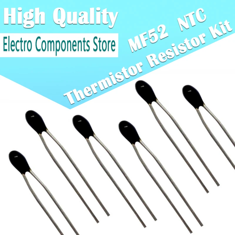 100Pcs 10value NTC Thermistor Thermal Resistor MF52 NTC-MF52AT 1K 2K 3K 4.7K 5K 10K 20K 47K 50K 100K 5% 3950B 1/2/3/4.7/K Ohm R