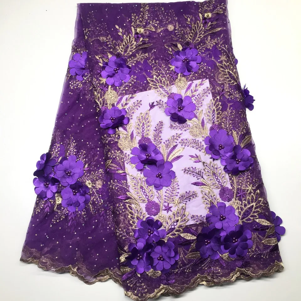 

2018 Embroidery Mesh TulLe Lace Fabric 5yards Flower Pattern Beaded African Lace Fabrics Wholesale for Wedding Party ALC-Z016