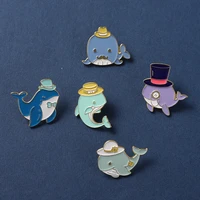 exquisite small whale lapel pins sea creatures cute magic hat dolphins brooches backpack badge decoration gifts for kids friends