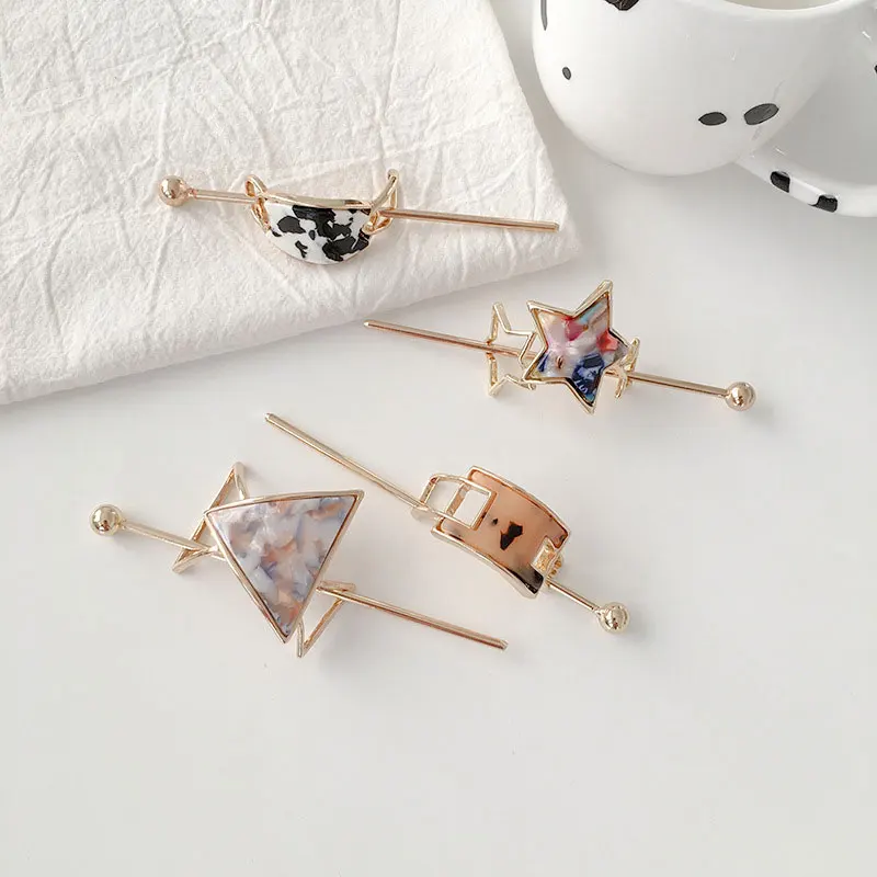 

Geometric Triangle Oval Metal Hair Sticks Square Stars Shape Alloy Hairpin Women Girls Vintage Korean Hair Clip Hair Accessories